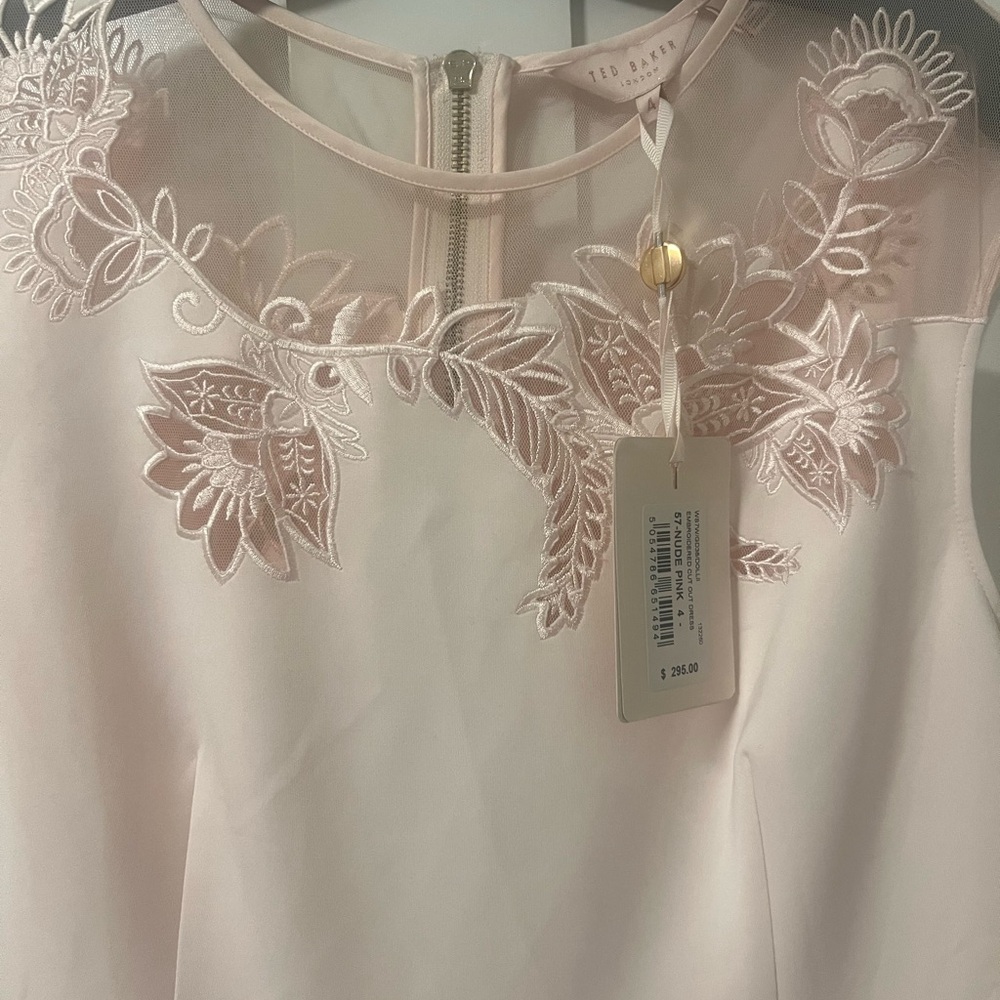 Nude Pink Embroidered Cut Out Dress